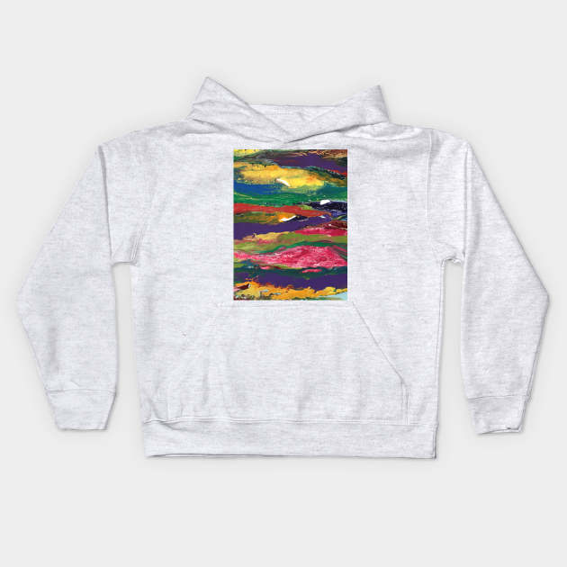 Layered Rainbow Colors Abstract Kids Hoodie by InalterataArt